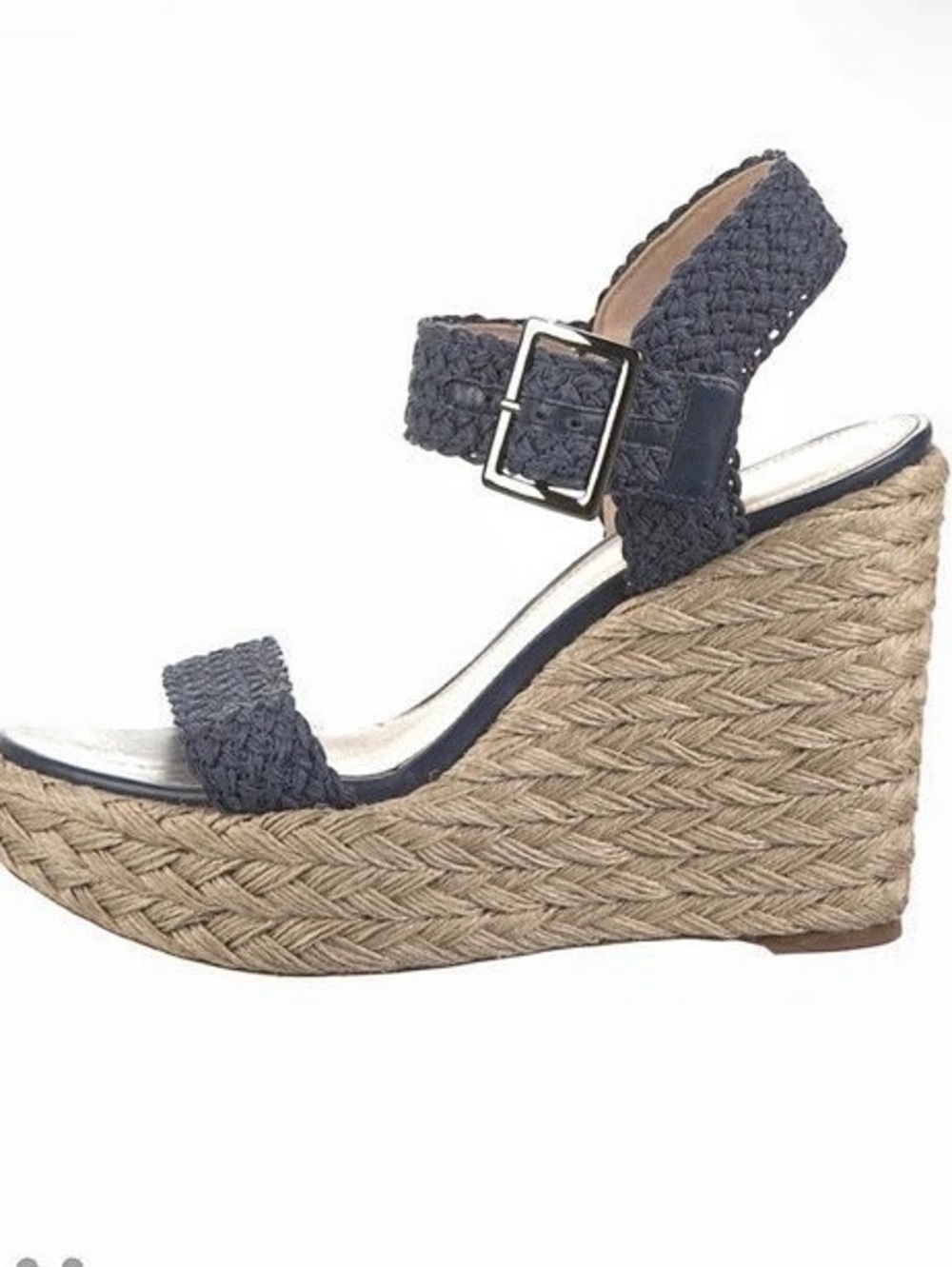 Stuart Weitzman Espadrilles Platform Wedge Sandals in Blue US 9.5 used